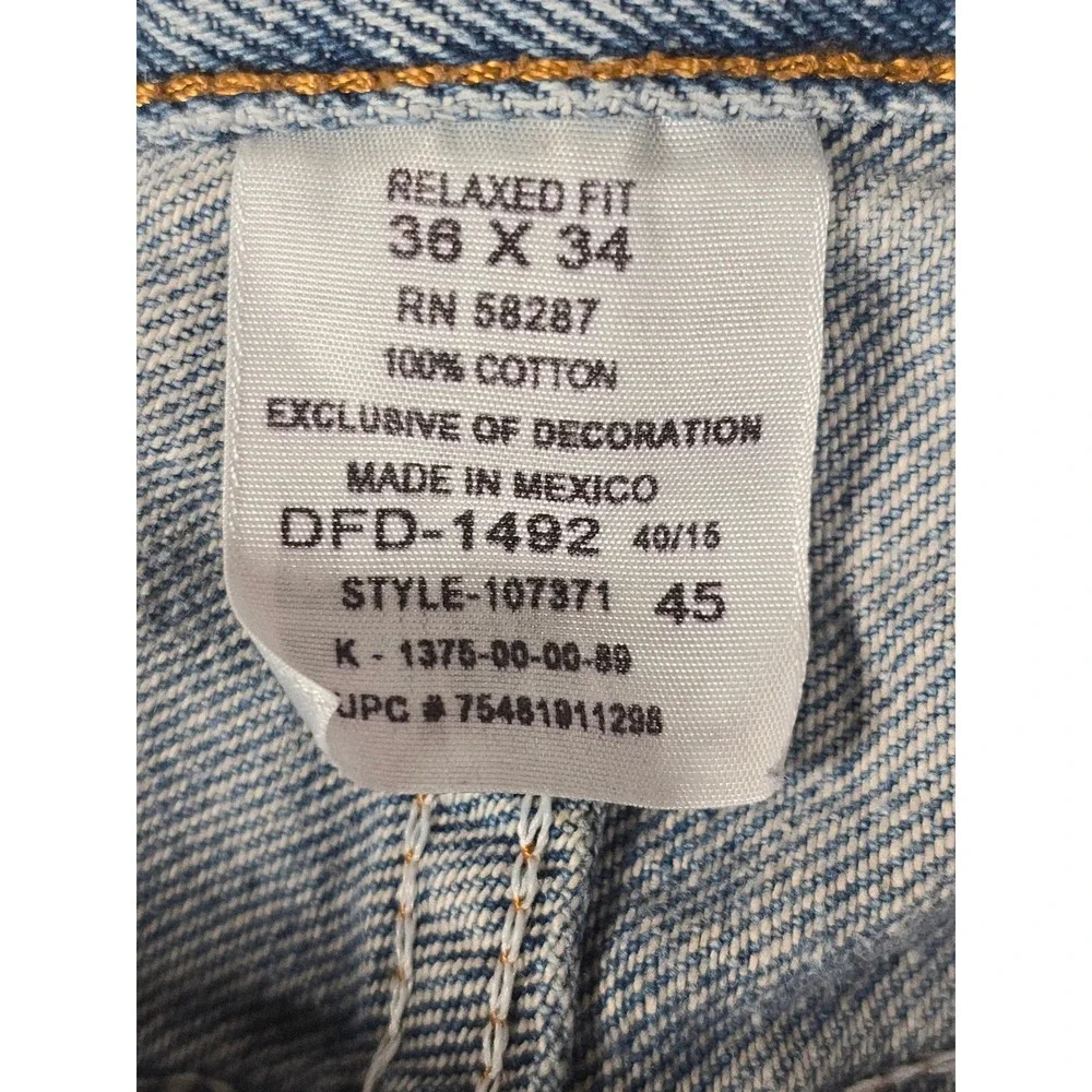 Faded Glory Mens Relaxed Fit Distressed Light Wash Blue‎ Denim Jeans 36x33